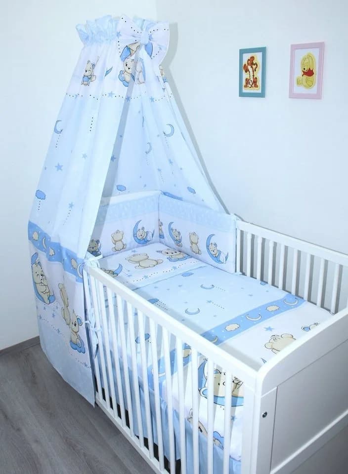 Primawela Babybettwäsche 6-teiliges Set mit Vollstoff Himmel blau - Bild 2