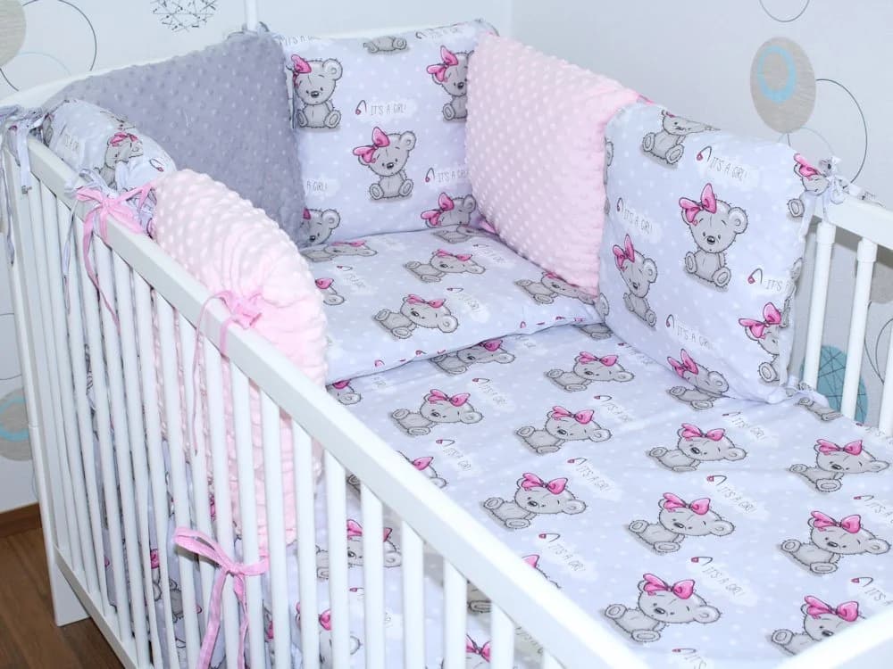 Primawela Babybettwäsche-Set Minky mit Nestchen & Chiffon-Himmel