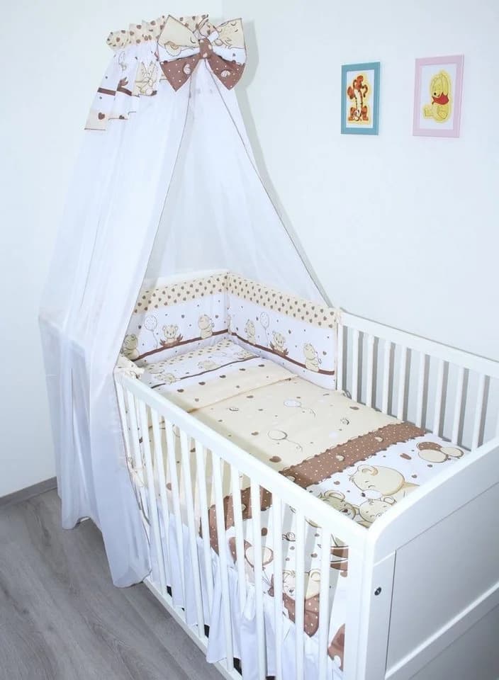 Primawela Babybettwäsche 6-teiliges Set mit Chiffon Himmel und Nestchen Braun - Bild 2