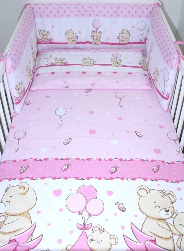 Primawela Babybettwäsche 6-tlg. Set mit Chiffonhimmel Rosa