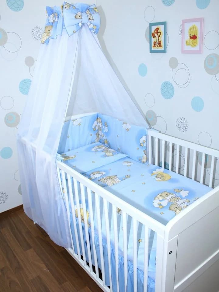 Primawela Babybettwäsche 6-teiliges Set mit Chiffonhimmel Blau - Bild 2