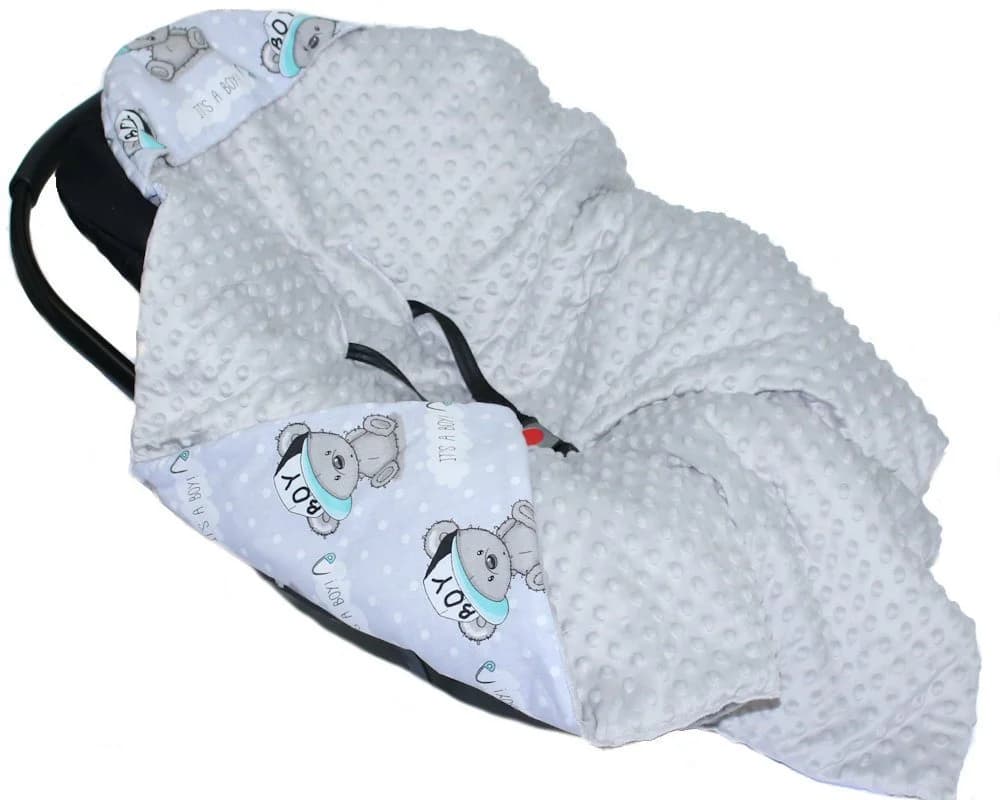 Primawela Babydecke Wende Einschlagdecke Minky mit Kapuze Babyschale Grau - Bild 2