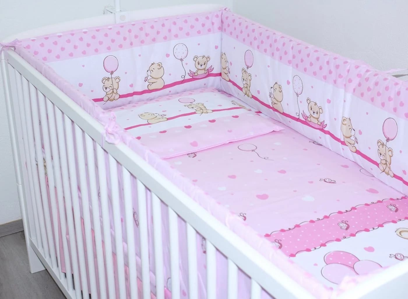Primawela Babybettwäsche 6-teilig Rosa mit Nestchen und Himmel
