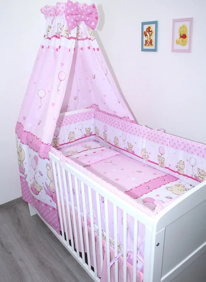 Primawela Babybettwäsche 6-teilig Rosa mit Nestchen und Himmel - Bild 2