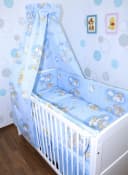 Primawela Babybettwäsche 6-teilig mit 420 cm Nestchen und Vollstoff-Himmel Blau Bild 2