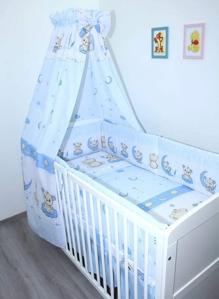 Primawela Babybettwäsche 6-teilig mit Himmel und Nestchen Blau - Bild 2