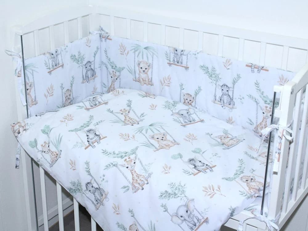Primawela Beistellbett Bettwäsche Set 6-teilig Blau mit Nestchen