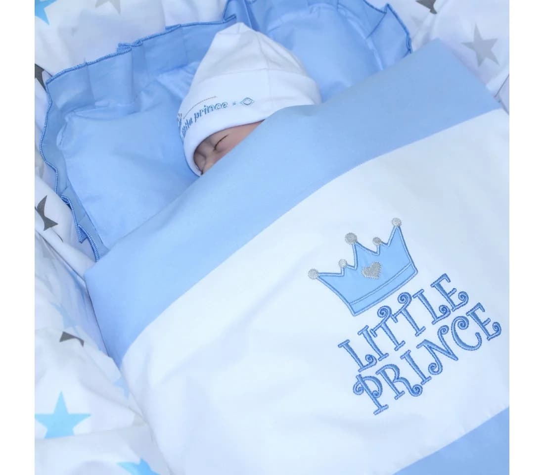 Primawela Kinderwagen-Bettwäsche-Set Blau mit Handapplikation - Bild 3