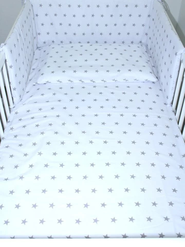 Primawela Babybettwäsche 3-teilig mit Nestchen 100% Baumwolle Weiß