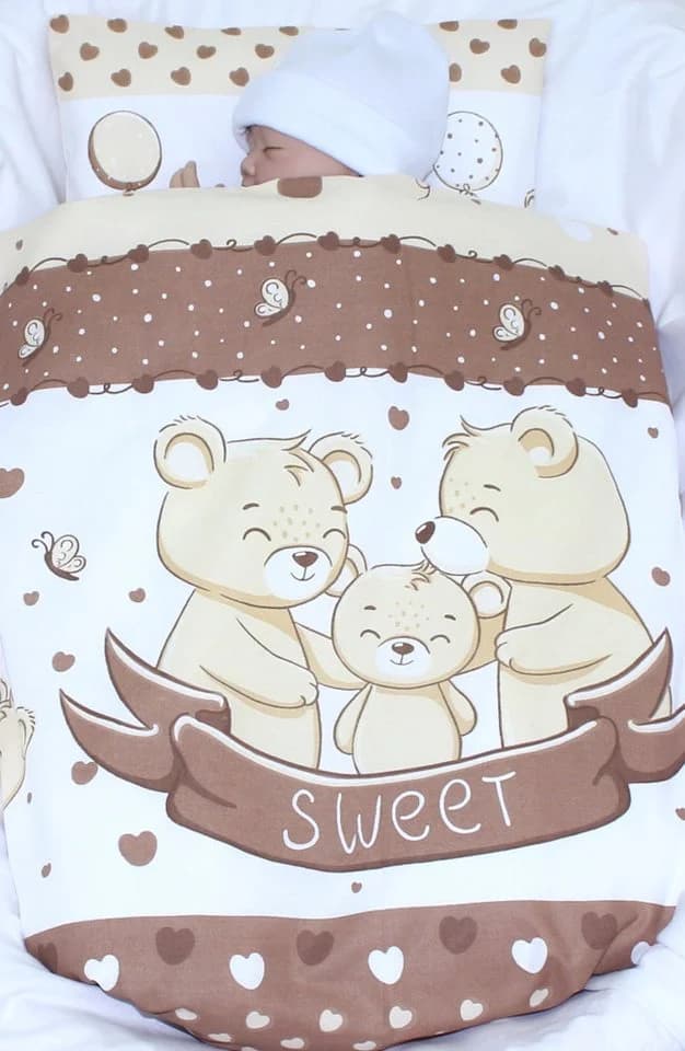 Primawela Babybettwäsche Kinderwagenset 4-teilig Braun Baumwolle