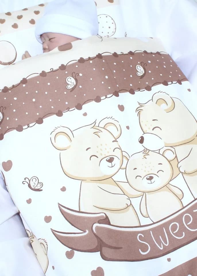 Primawela Babybettwäsche Kinderwagenset 4-teilig Braun Baumwolle - Bild 3