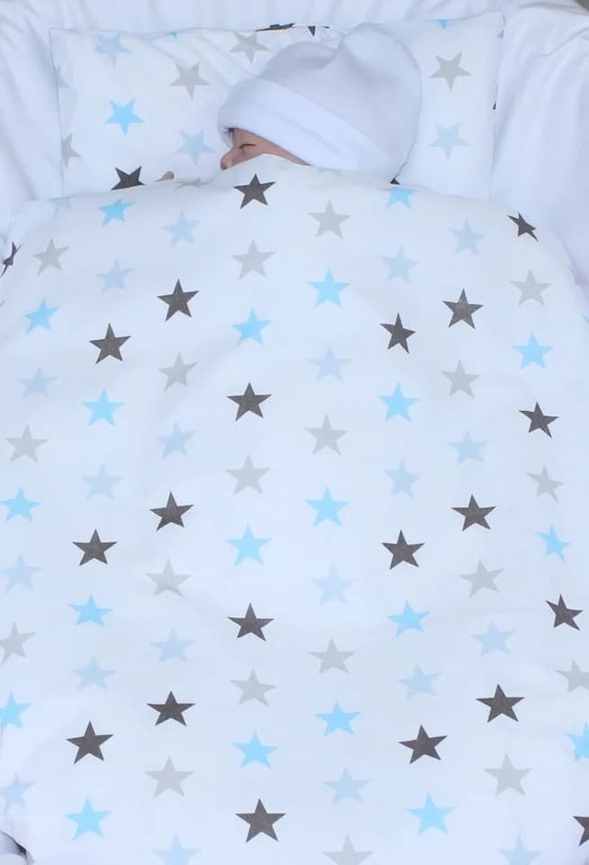 Primawela Kinderwagen-Bettwäsche-Set Blau mit Decke & Kissen