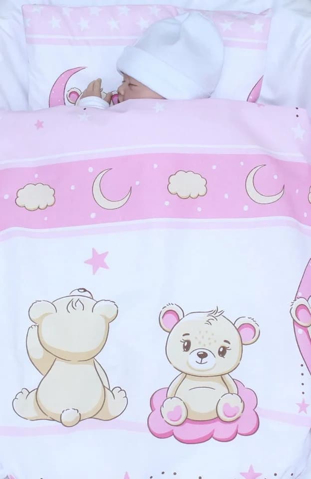 Primawela Kinderwagen-Bettwäsche-Set 4-teilig Rosa Baumwolle