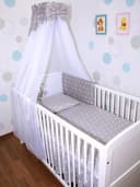 Primawela Babybettwäsche Set 6-tlg. mit Chiffonhimmel Grau Bild 2