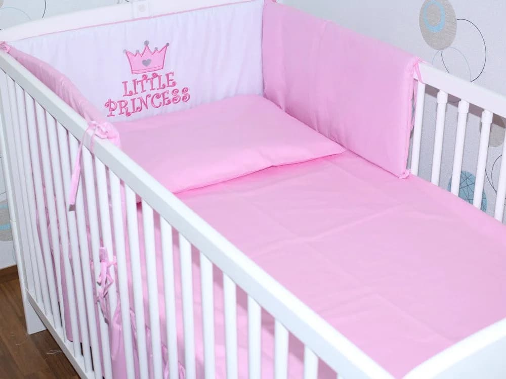 Primawela Babybettset 6-teilig Rosa mit Chiffonhimmel