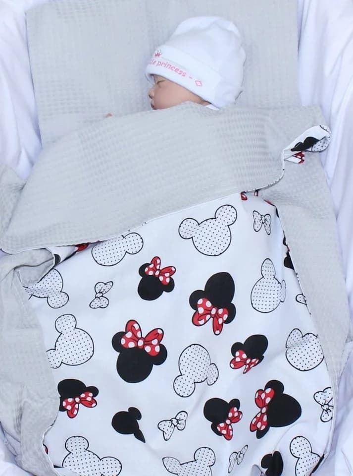 Primawela Babydecke Waffelpiqué Baumwolle Grau/Bunt Kuscheldecke - Bild 2