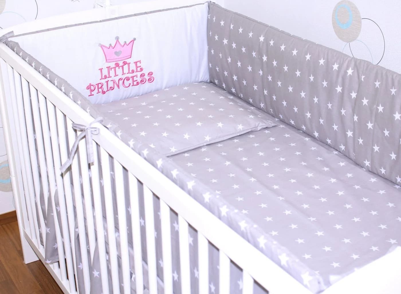 Primawela Bettnestchen 420 cm Grau Sterne Babybettumrandung