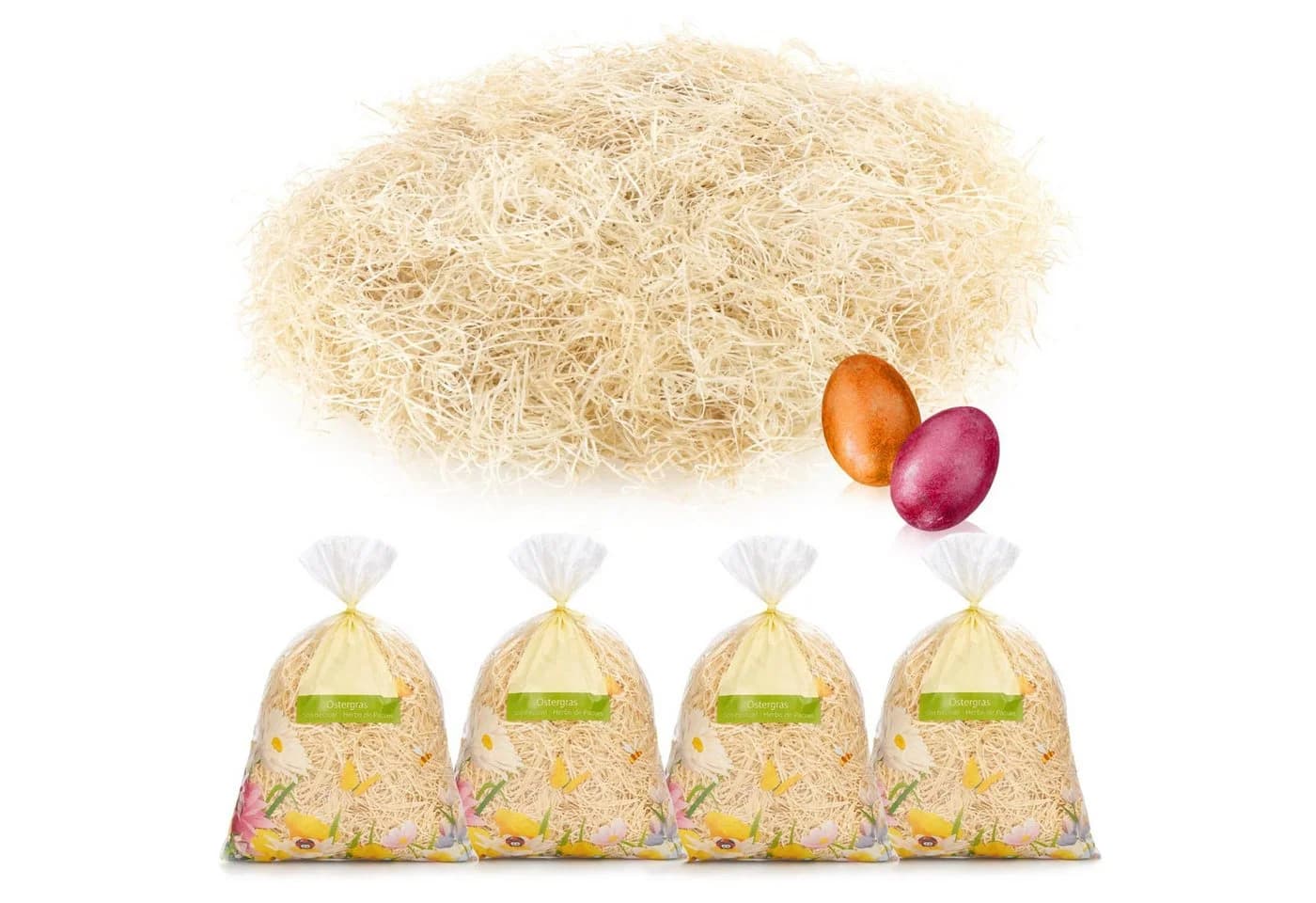 com-four Streudeko Osterdeko Basteln Holzwolle für Osterkörbe - Bild 2