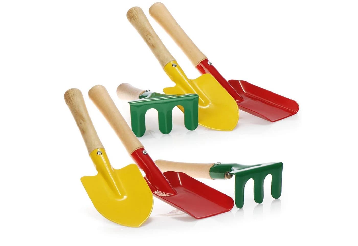 com-four 6-tlg. Mini Gartenwerkzeug Set aus Metall und Holz - Bild 2