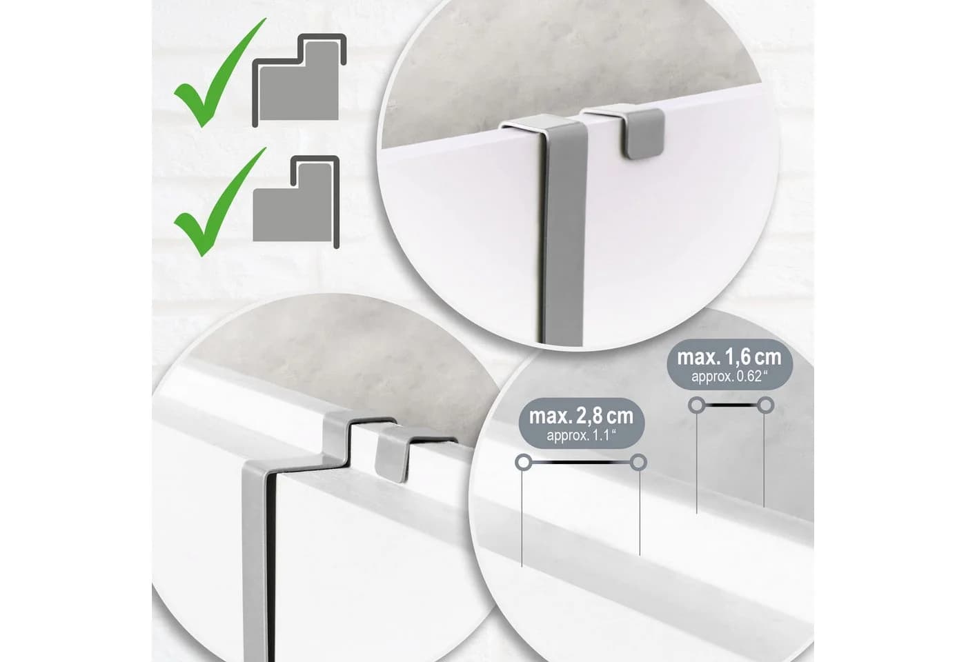 com-four Türhaken für Türkränze Grau/Silber Metall - Bild 3