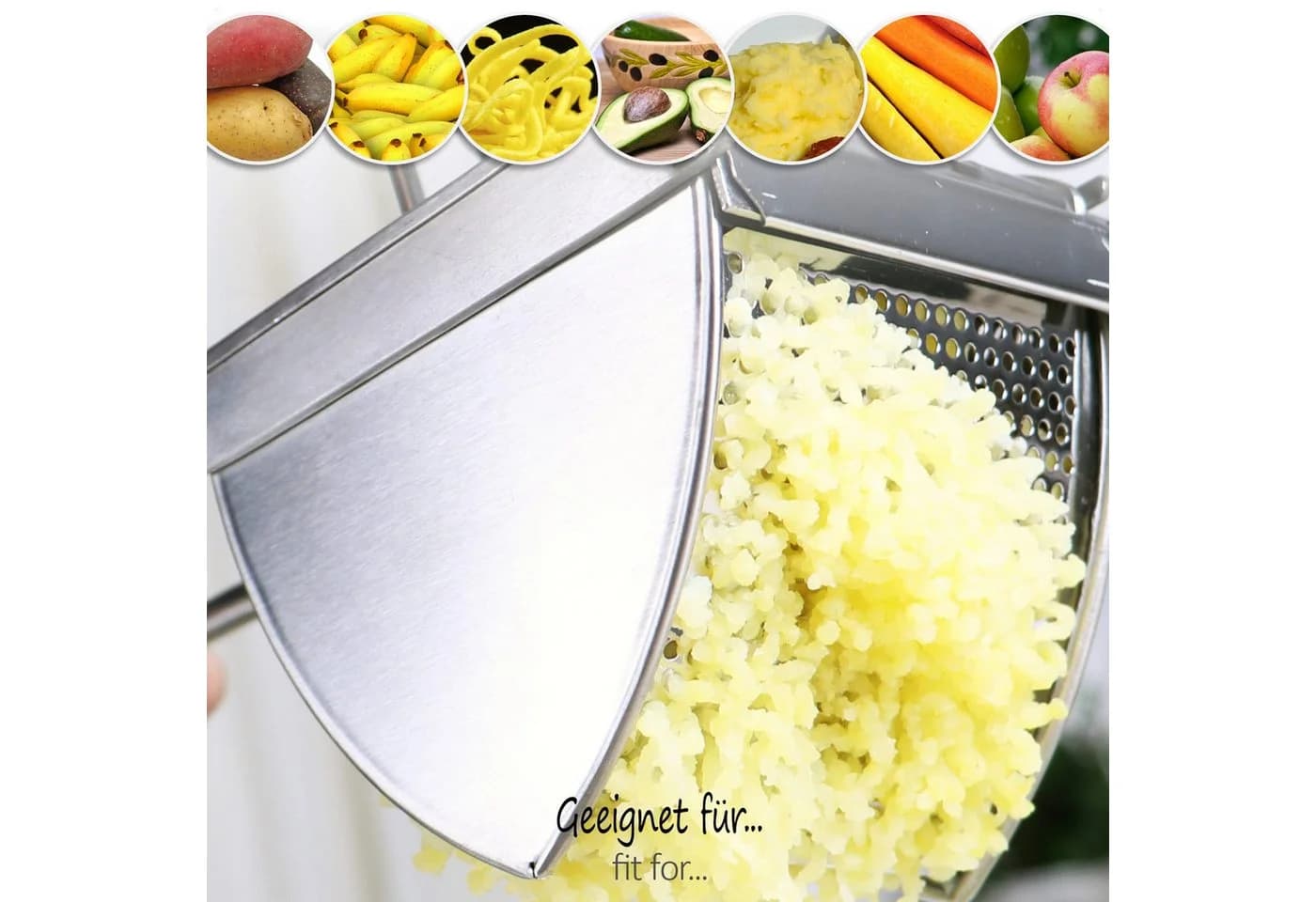 com-four Kartoffelpresse Edelstahl Spülmaschinengeeignet Silber - Bild 3