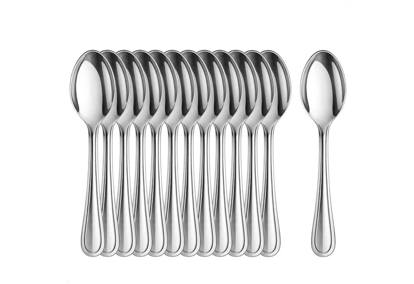 com-four Teelöffel Edelstahl 12er Set Silber - Bild 2