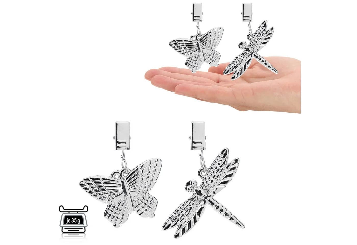 com-four Tischtuchklammern Tischdeckenbeschwerer Silber - Bild 5