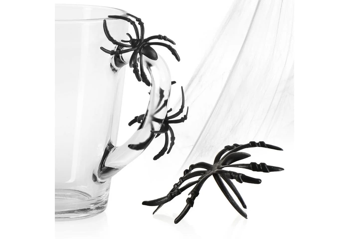 com-four Deko-Set Halloween Spinnennetz mit 66 Deko-Spinnen - Bild 3