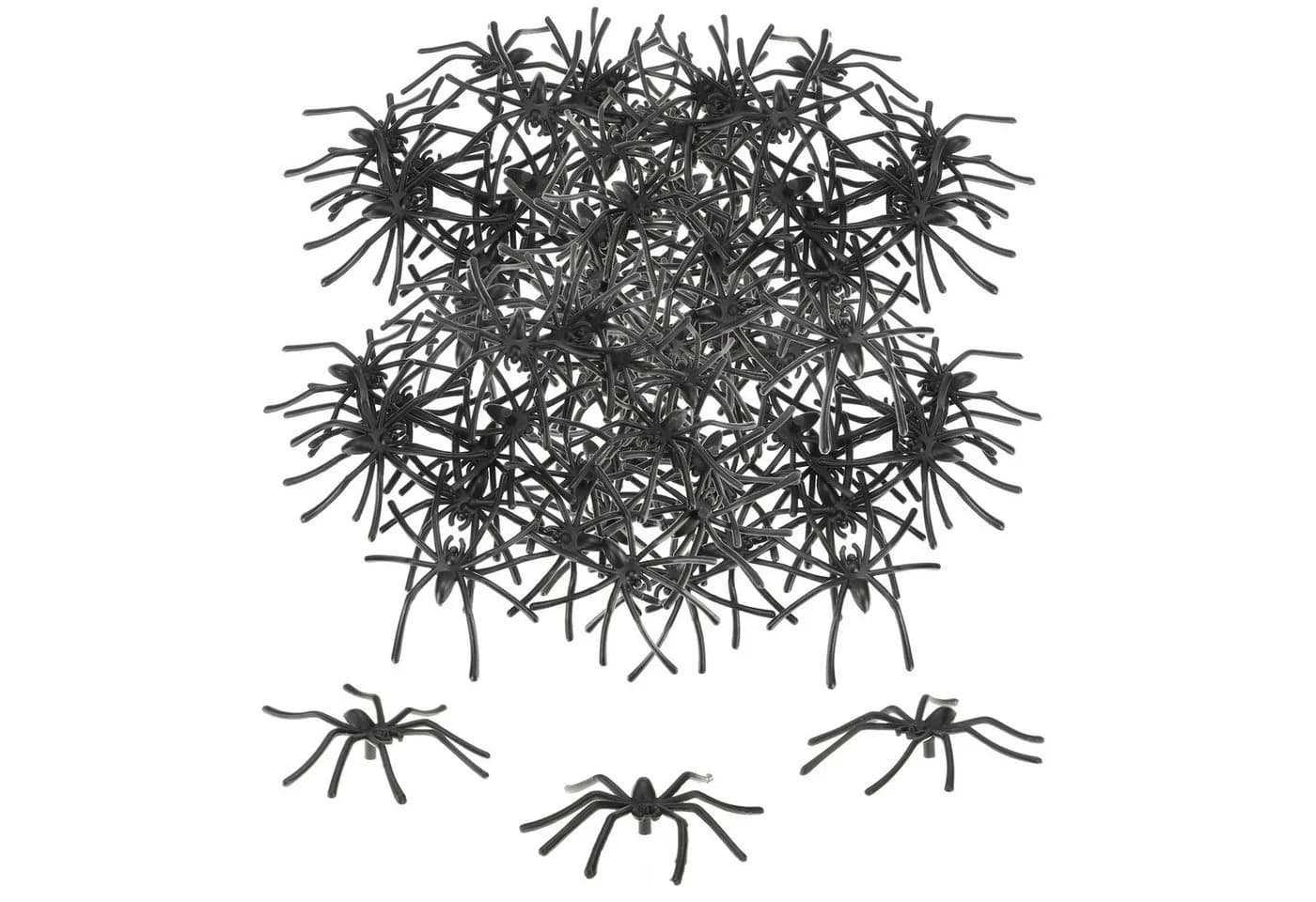 com-four Deko-Spinnen Schwarz 80 St wiederverwendbare Streudeko Halloween