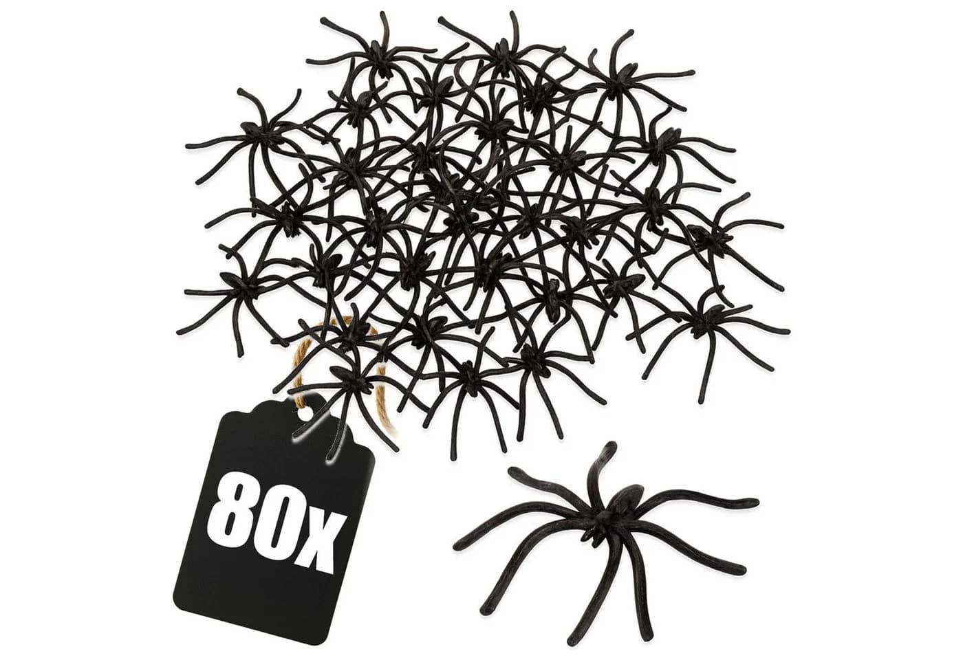 com-four Deko-Spinnen Schwarz 80 St wiederverwendbare Streudeko Halloween - Bild 2