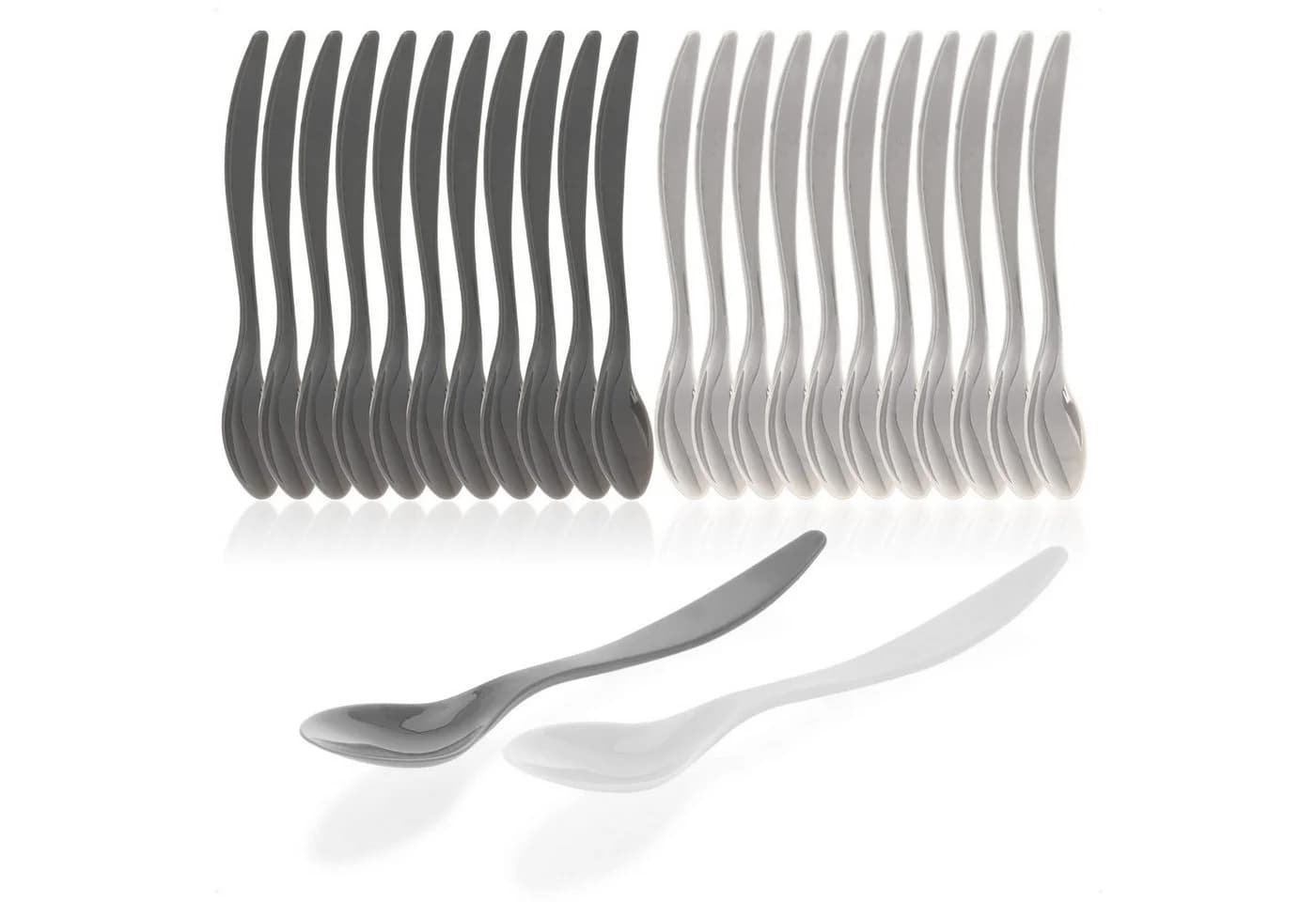 com-four Eierlöffel 24er Set Kunststoff Grau BPA-frei - Bild 2