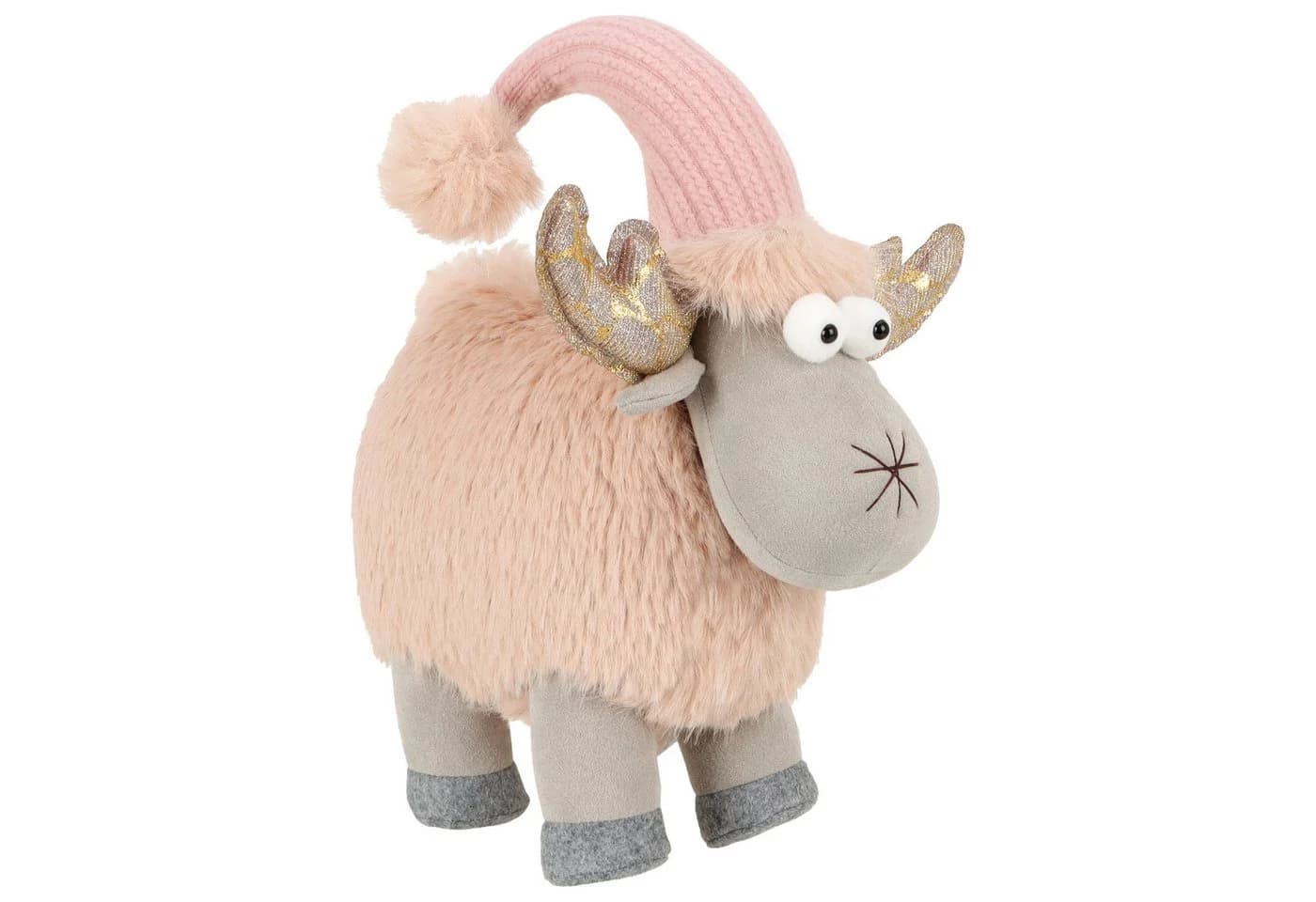 com-four Weihnachtsfigur Rentier Figur Grau Braun Rosa Schwarz Skandinavisch