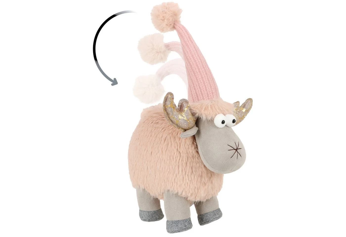 com-four Weihnachtsfigur Rentier Figur Grau Braun Rosa Schwarz Skandinavisch - Bild 4