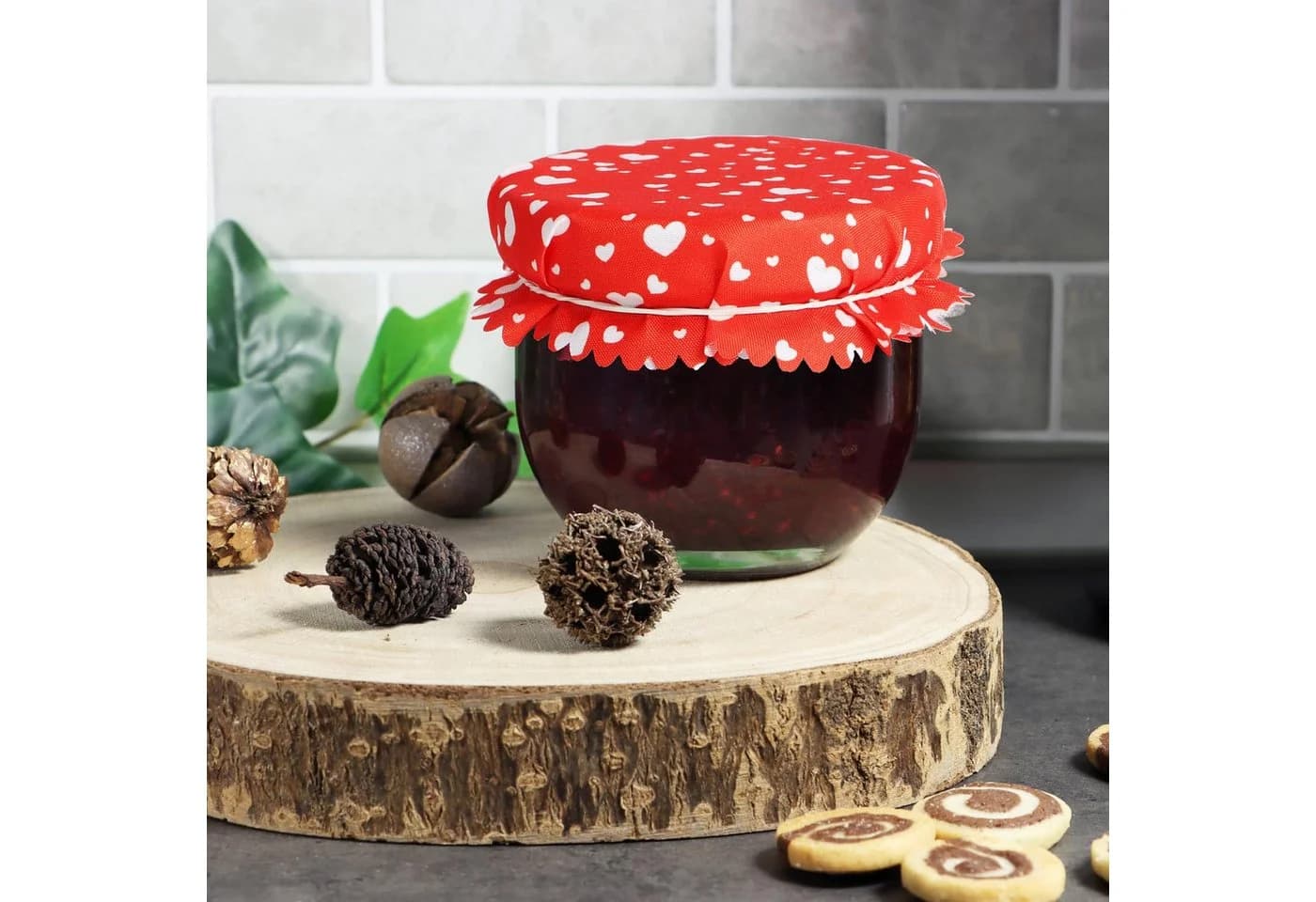 com-four Marmeladenglas Schmuckdeckchen 30-tlg. Bunt mit Gummis