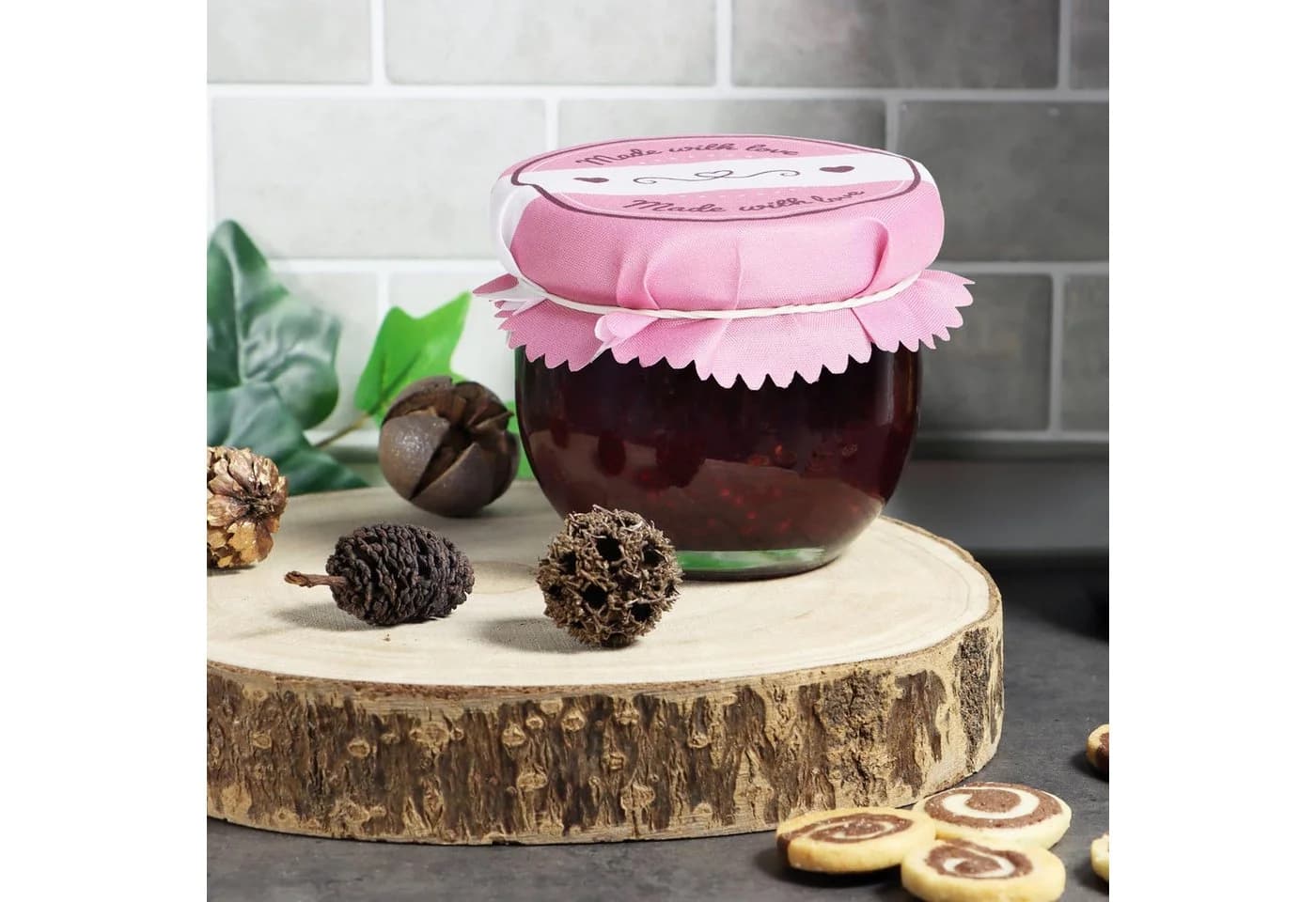 com-four Marmeladenglas Schmuckdeckchen 30-tlg. Pink/Türkis