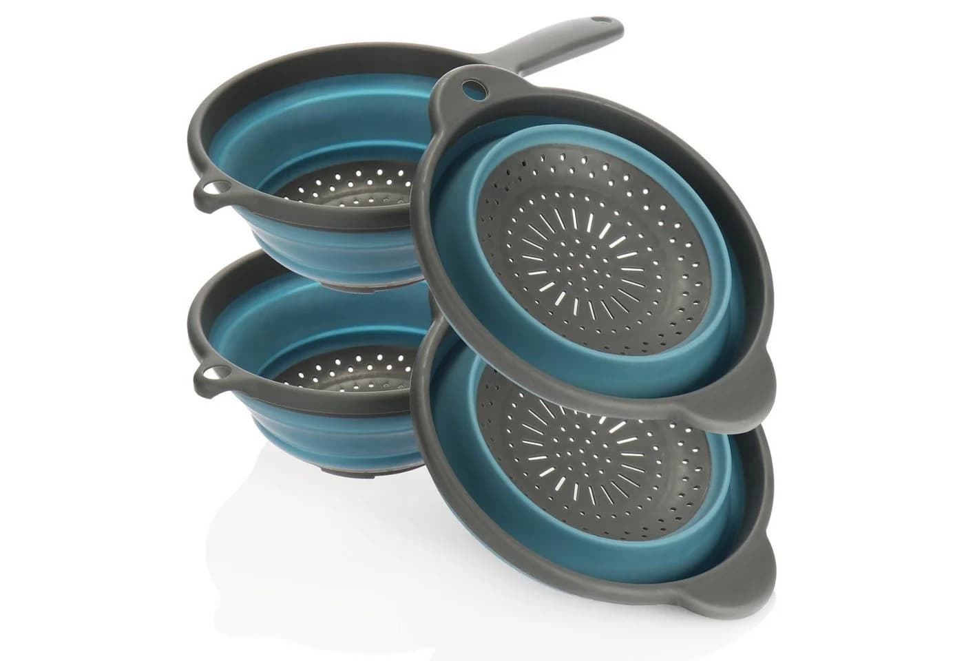 com-four Faltbares Küchensieb mit Stiel 22 cm blau/grau - Bild 2