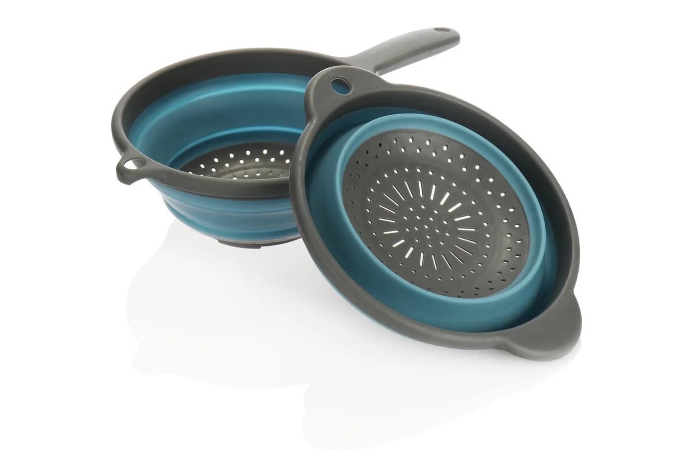 com-four Faltbares Küchensieb mit Stiel 22 cm blau/grau - Bild 3