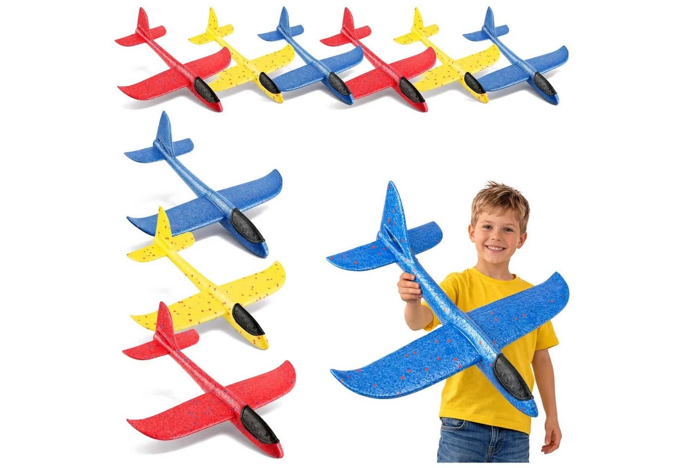 com-four Spielzeug-Flugzeug Styroporflugzeug 9-tlg. Bunt - Bild 2