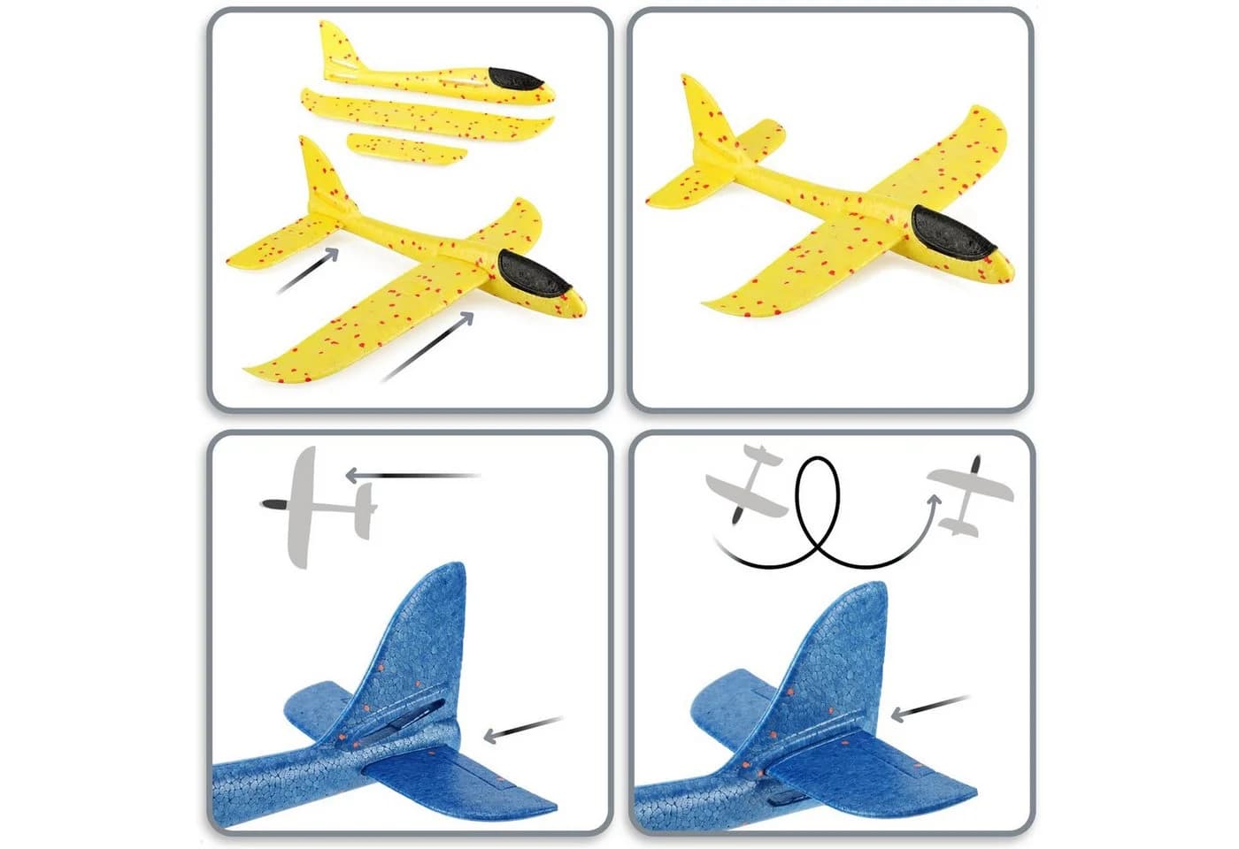com-four Spielzeug-Flugzeug Styroporflugzeug 9-tlg. Bunt - Bild 4