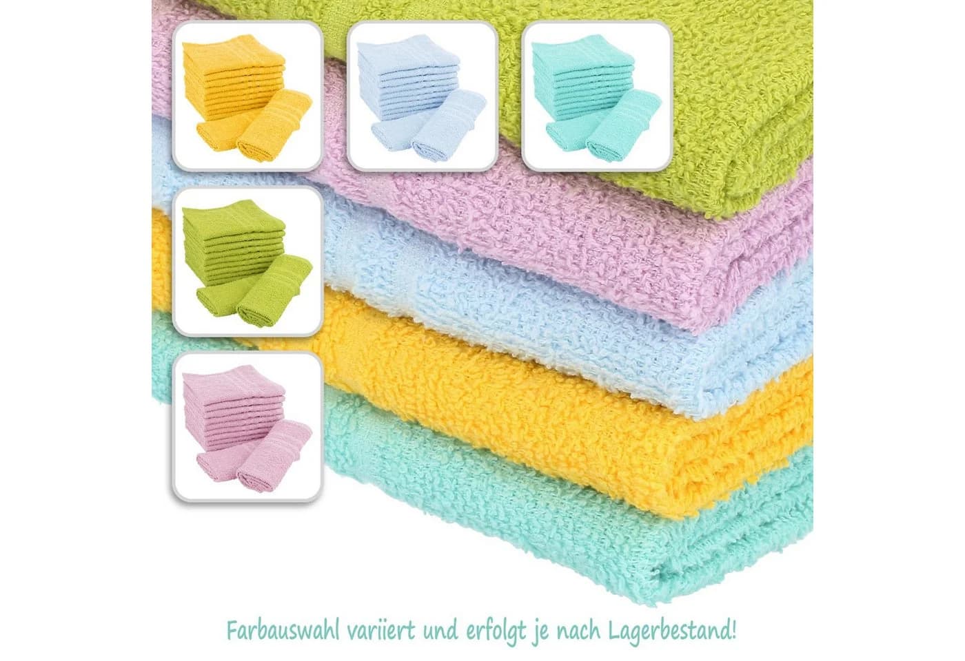 com-four Waschlappen 10er Set 30x30 cm 100% Baumwolle Bunt