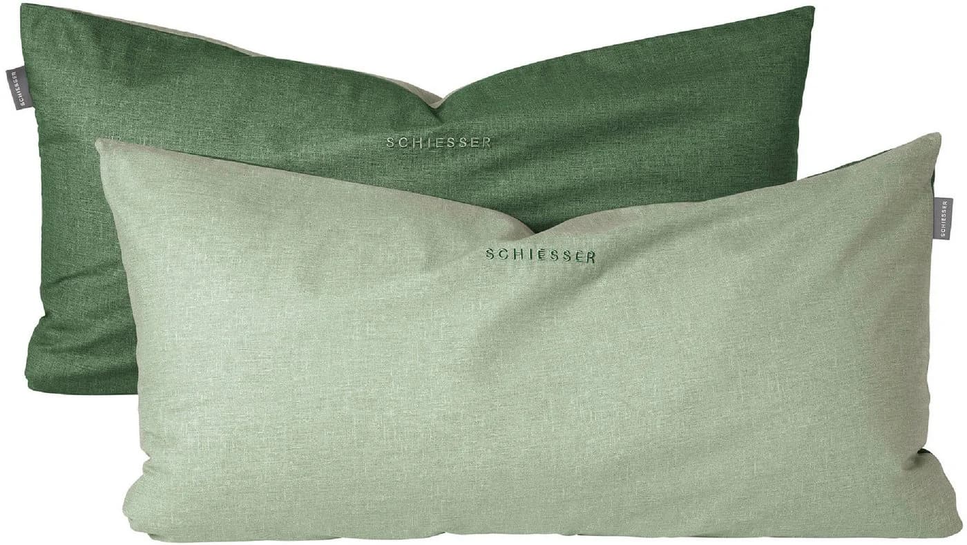 SCHIESSER Kissenhülle Grün 40x80cm Renforcé Baumwolle Wendekissen - Bild 2