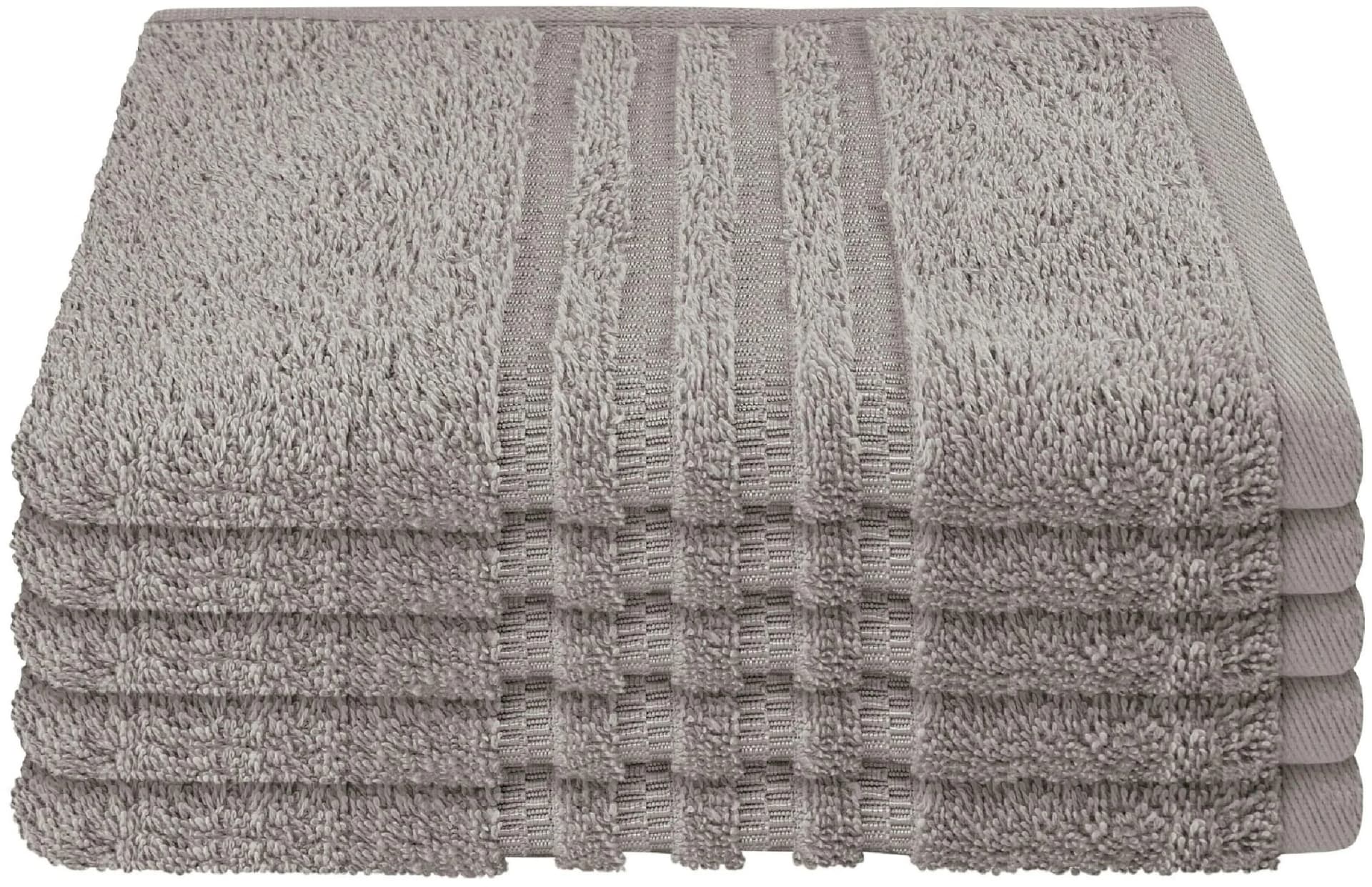 Schiesser Gästehandtücher Milano Silber 5-tlg. Frottier 100% Baumwolle