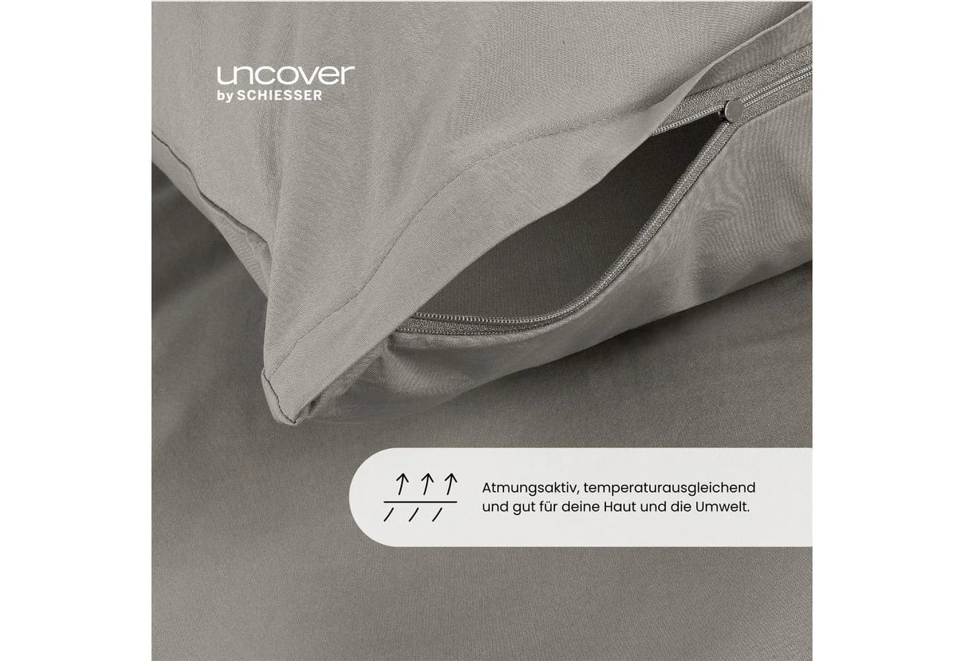 UNCOVER BY SCHIESSER Bettwäsche Set Hellgrau 135x200cm Renforcé - Bild 3
