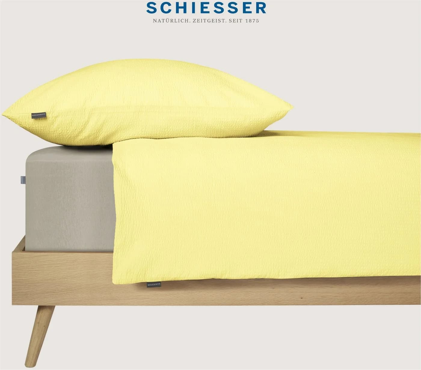 SCHIESSER Bettwäsche Laura 2-tlg. Hellgelb Seersucker 100% Baumwolle