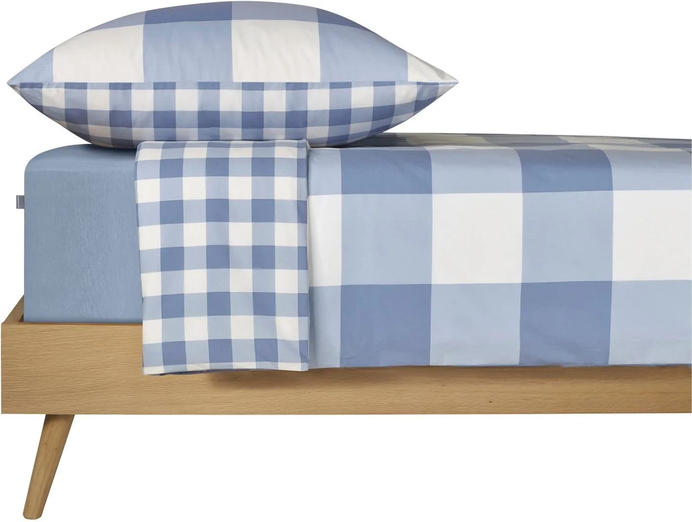 SCHIESSER Wendebettwäsche Melvin Hellblau Kariert 100% Baumwolle