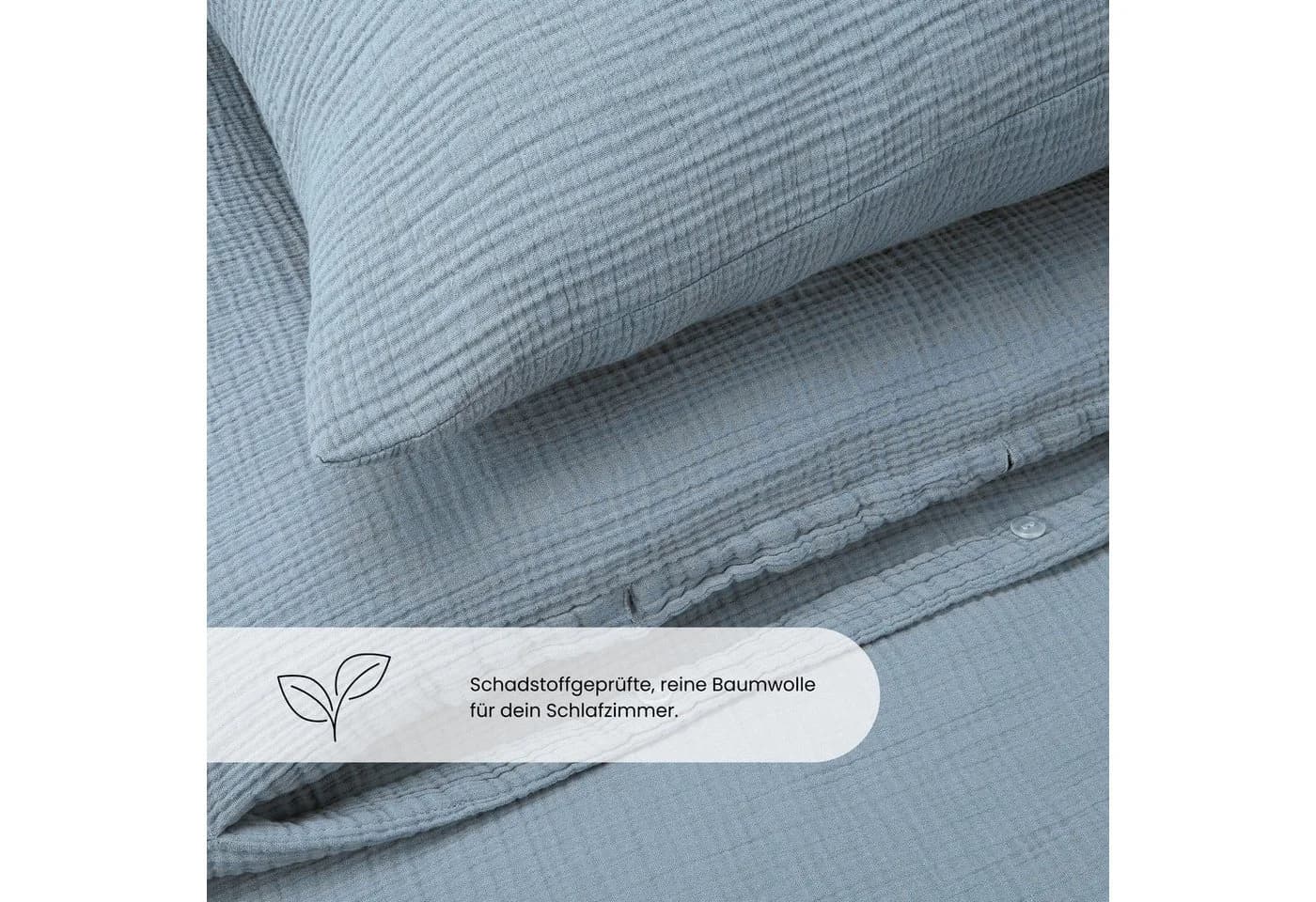 UNCOVER BY SCHIESSER Bettwäsche Lennox 2-tlg. Musselin Hellblau - Bild 3
