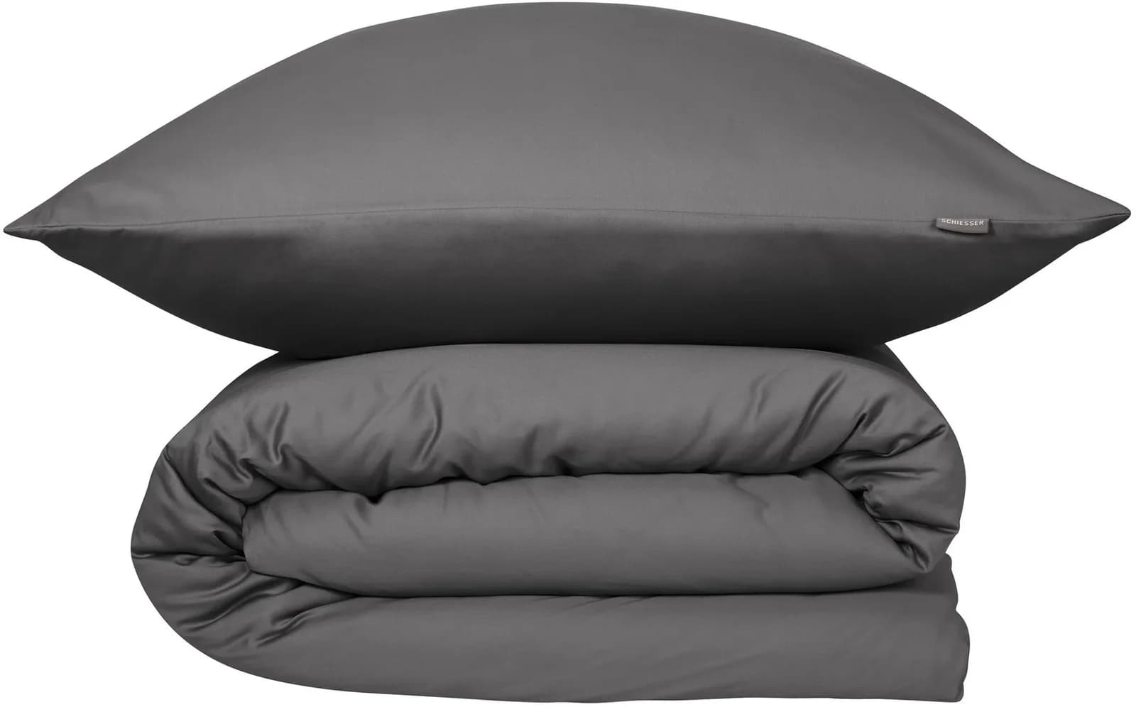 SCHIESSER Ella Premiumbettwäsche Dunkelgrau Satin 155x220cm