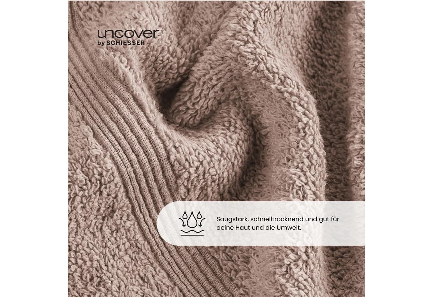 UNCOVER BY SCHIESSER Duschtücher Brooklyn Taupe Frottier 2-tlg.
