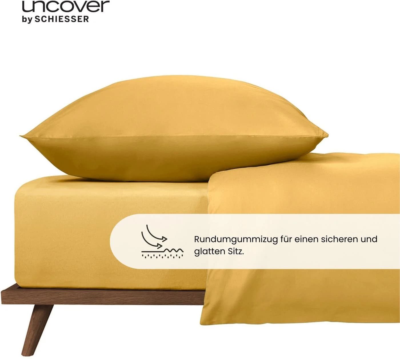 UNCOVER BY SCHIESSER Spannbettlaken Jersey 100% Baumwolle Senf - Bild 3