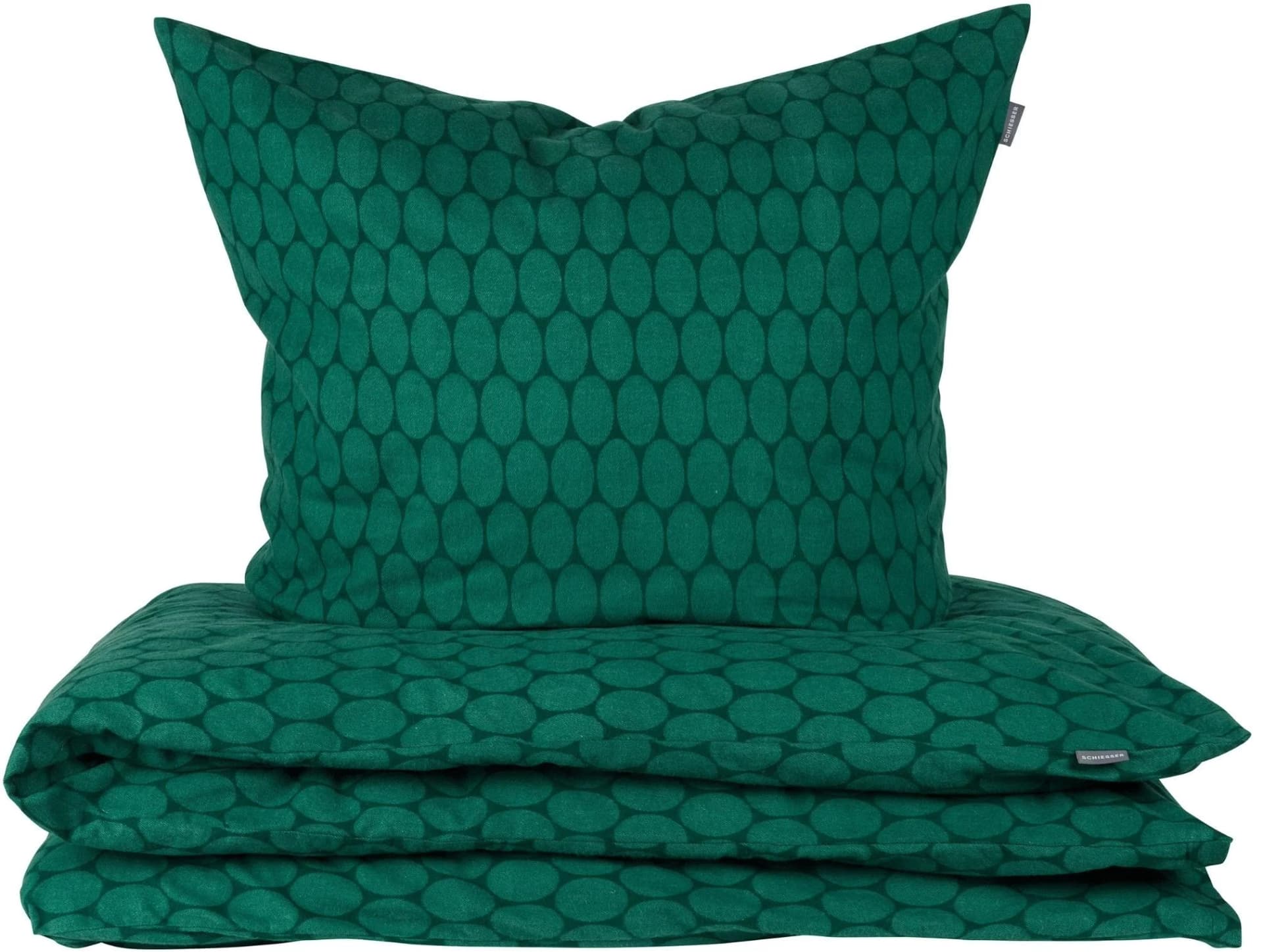 Schieesser Bettwäsche Set Smaragd 135x200cm Feinbiber Baumwolle